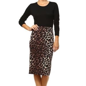 Anthropologie Leopard Print Pencil Skirt